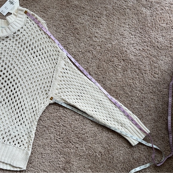 Abercrombie & Fitch White Crew Neck Open-Knit Design Sweater NWT Large - Picture 8 of 8